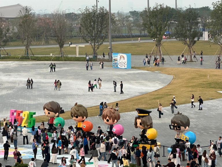 Colorful cartoon sculptures in a public park, adding a playful touch to the GBA Road Trip